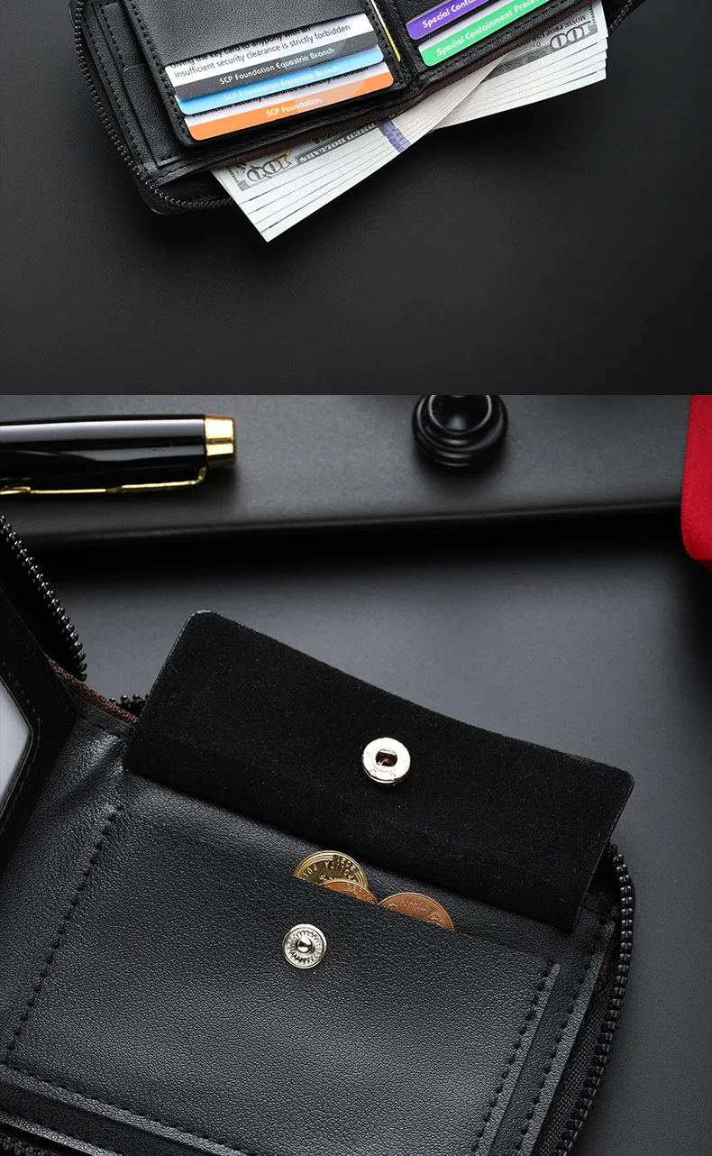 Dreifach gefaltete Geldbörse mit Krokodilmuster – multifunktionale Herren-Geldbörse mit großem Fassungsvermögen und Reißverschluss, perfekt für Business und Outfits – Detail 8