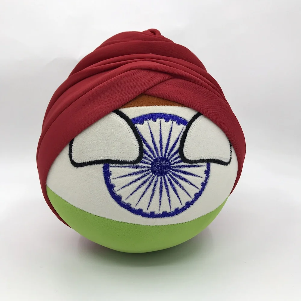 India Ball with Red Puggaree Authentic Handmade Polandball Countryball