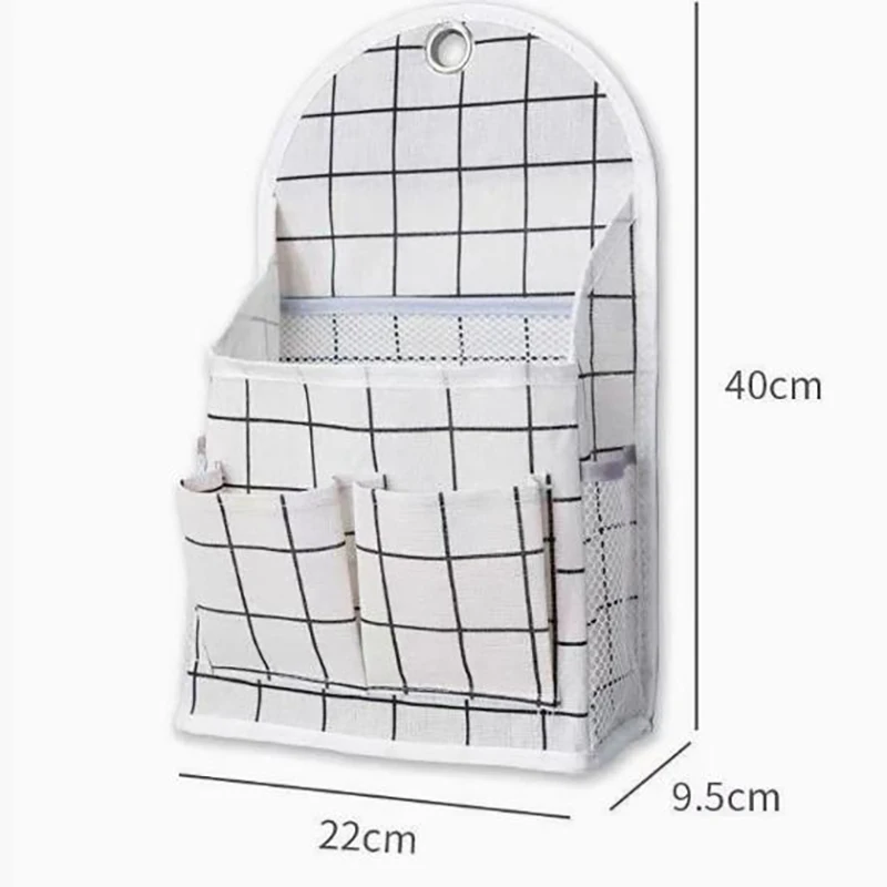 Fabric Hanging Storage Bag for Dormitory Wall Mounted Wall Door Bags Dual-Pocket Side Mesh Organizer Book Magazine Phone Holder 6