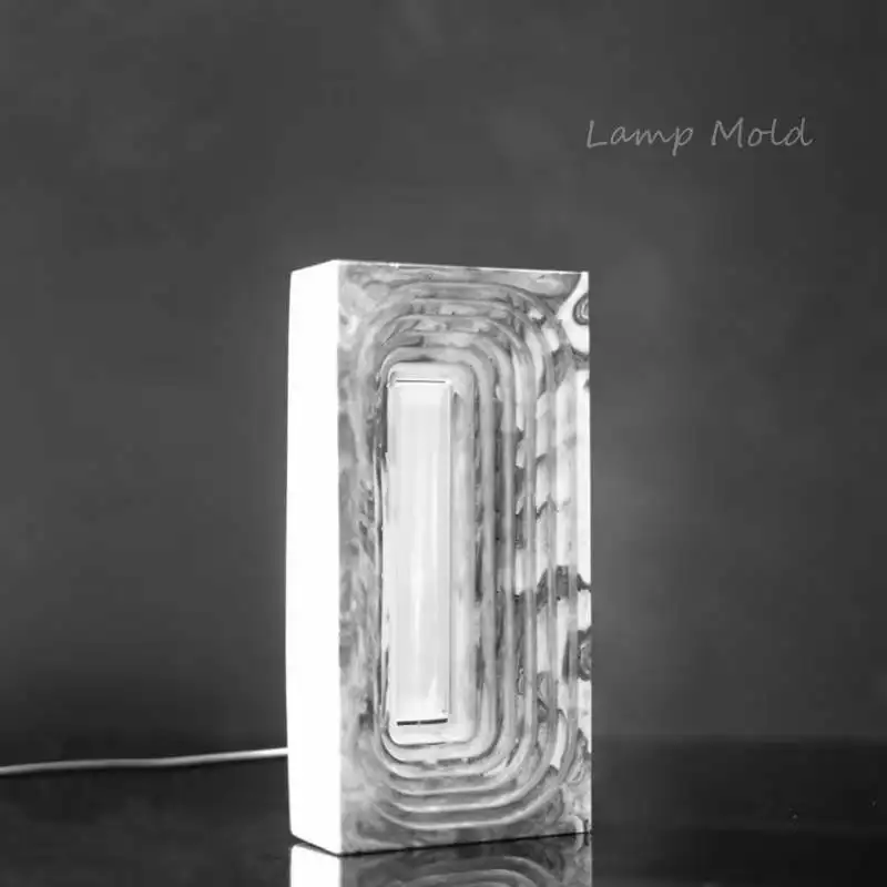 

Concrete Lamp Stand, Terrazzo, Jesmonite Mould, Unique Rectangle, Striped Night Light, Cement Silcione Mold, Bedroom Table Decor