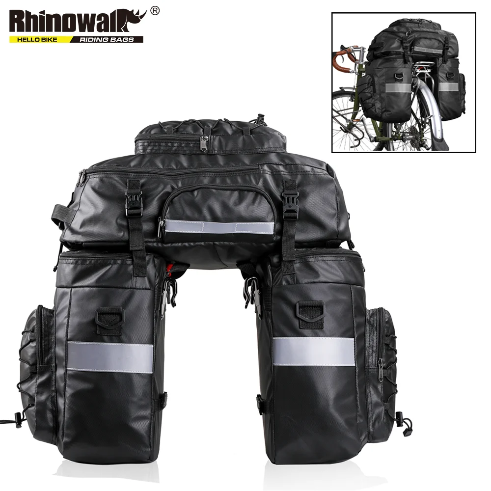 

RhInowalk Bike Pannier Bag 65L Waterproof 3 In 1 Trunk Bags Cycling Double Side Rear Rack Tail Seat Pannier Pack Luggage Carrier