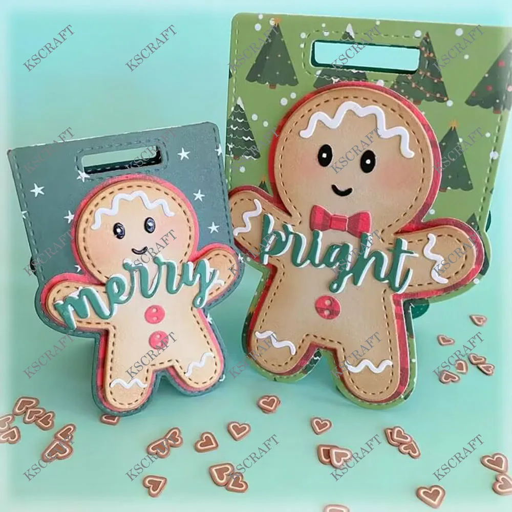 KSCRAFT Gingerbread Man Bag Topper Cutting Dies Stencils for DIY Scrapbooking Decorative Embossing DIY Paper Cards