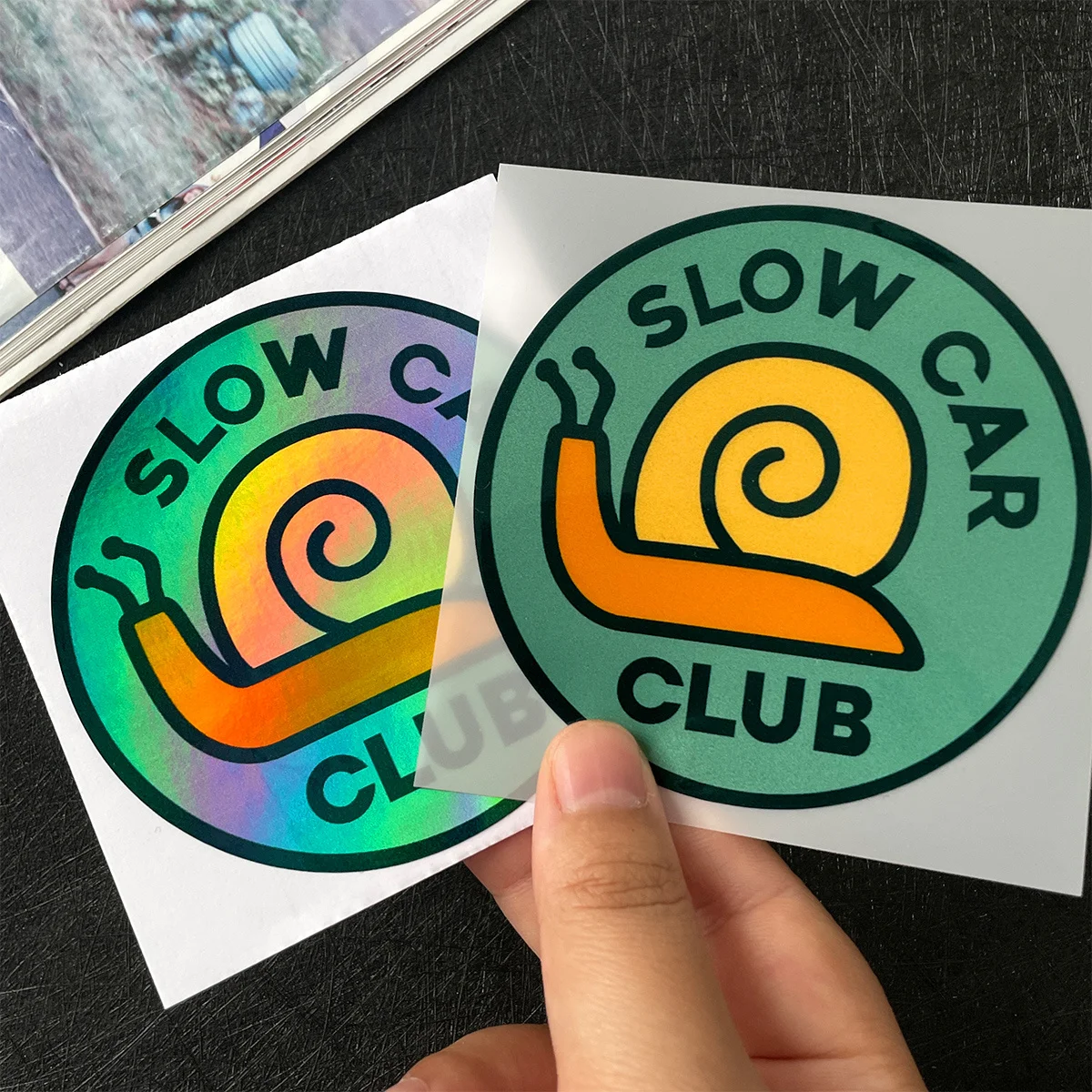 Slow Car Club Schnecken-Aufkleber-Set, Mehrfarbiger Wasserfester Vinyl-Aufkleber für Auto Fahrrad Helm Laptop Dekoration – Detail 9