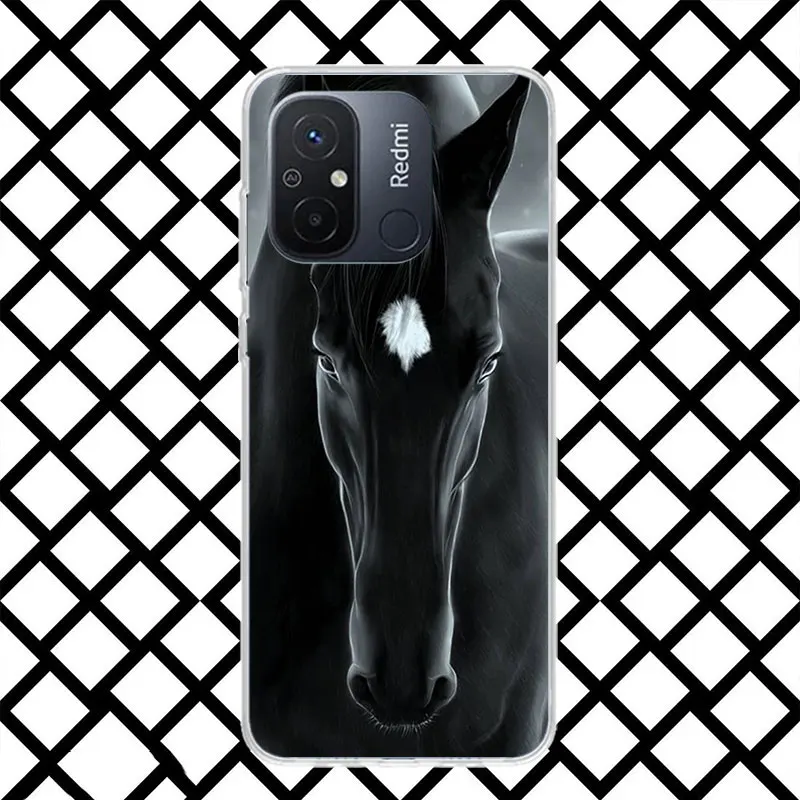 Elegant Black Horse Soft Phone Case - Animal Design Protective Cover