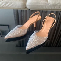 2024 Fashion Summer Women High Heels Pearl Decoration Slingback Woman Pumps Pointed Toe High Heels Sandals Elegant Woman Shoes - Image 3
