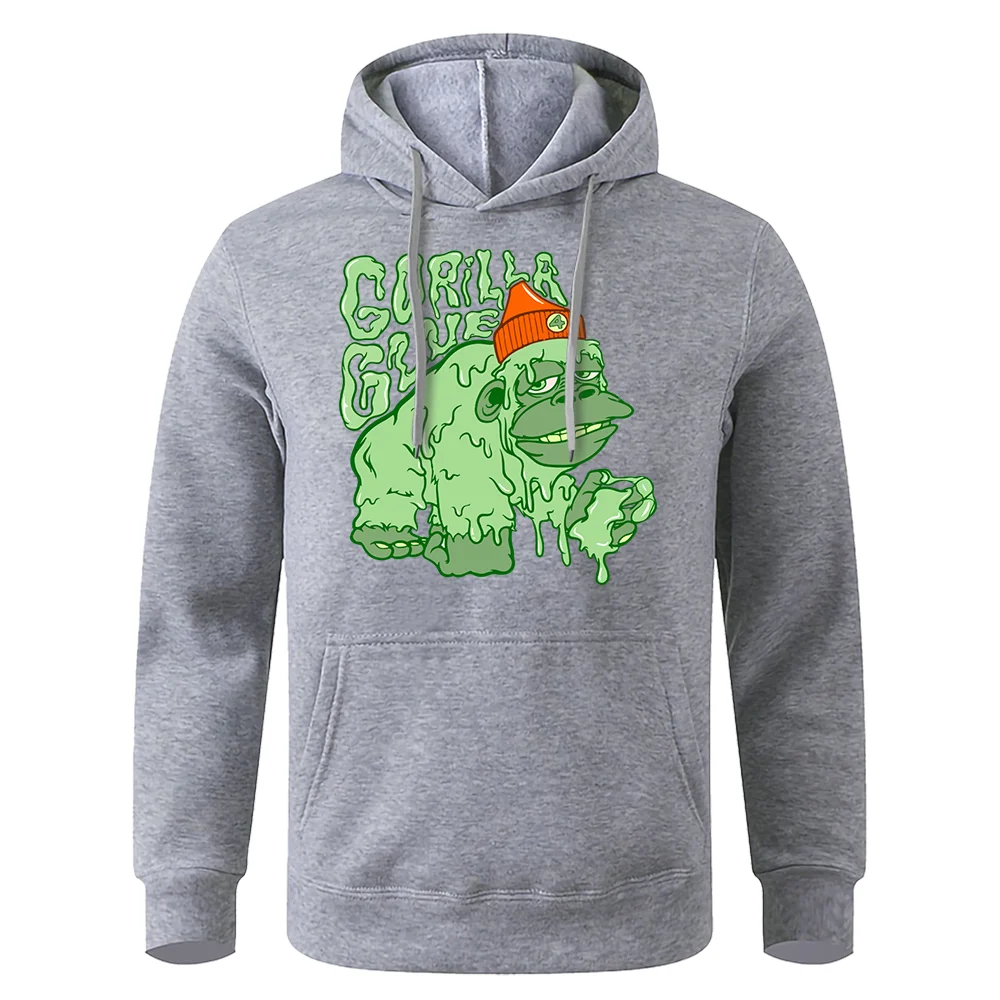 

Glue Is Poured On The Gorilla Creativity Design Men'S Hooded Fashion Retro Streetwear Warm Fleece Hoodie Basic All Match Hoody