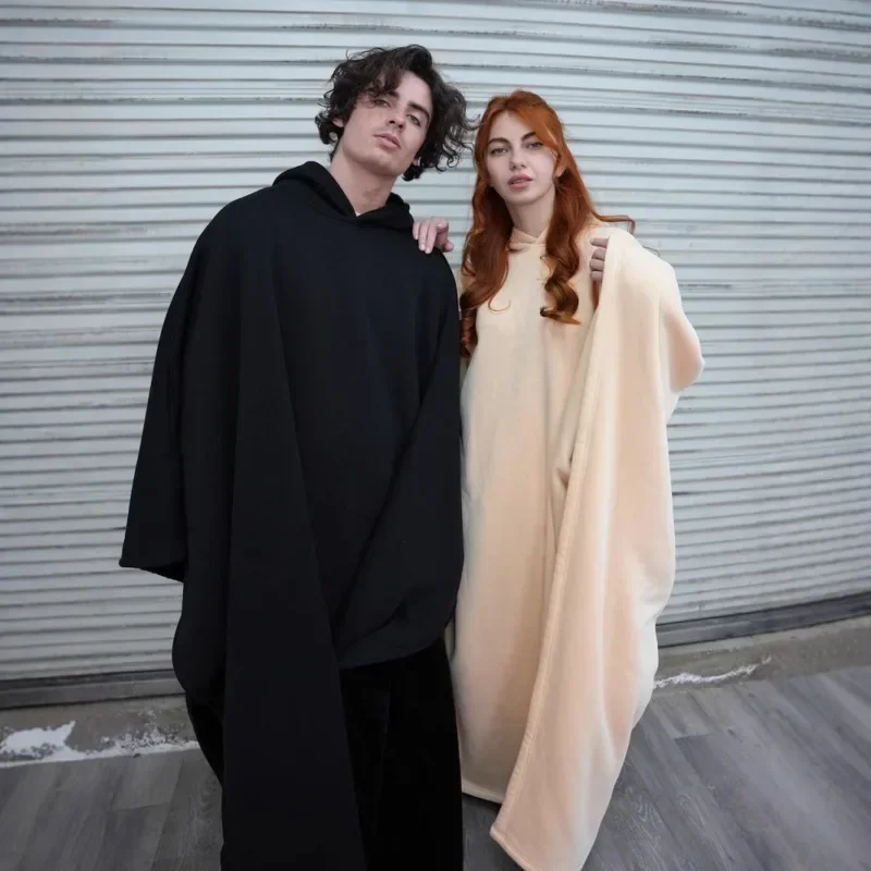 Eden Hoodie Trendy Cloak Robe Hoodie Man Women Sweatshirt Casual Loose Solid Color with Hat Comfy Walking Cape Cloak with Mantle 4