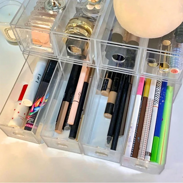 Organizador de bolígrafos cosméticos de escritorio, organizador de  escritorio acrílico transparente, elegante y versátil, suministros  escolares - AliExpress