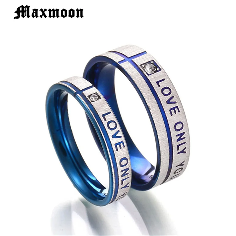 Wedding Rings Engagement Rings Couple Rings Maxmoon Couple Wedding Band Ring Stainless Steel CZ Stone Anniversary Engagement Promise Ring for Women Men