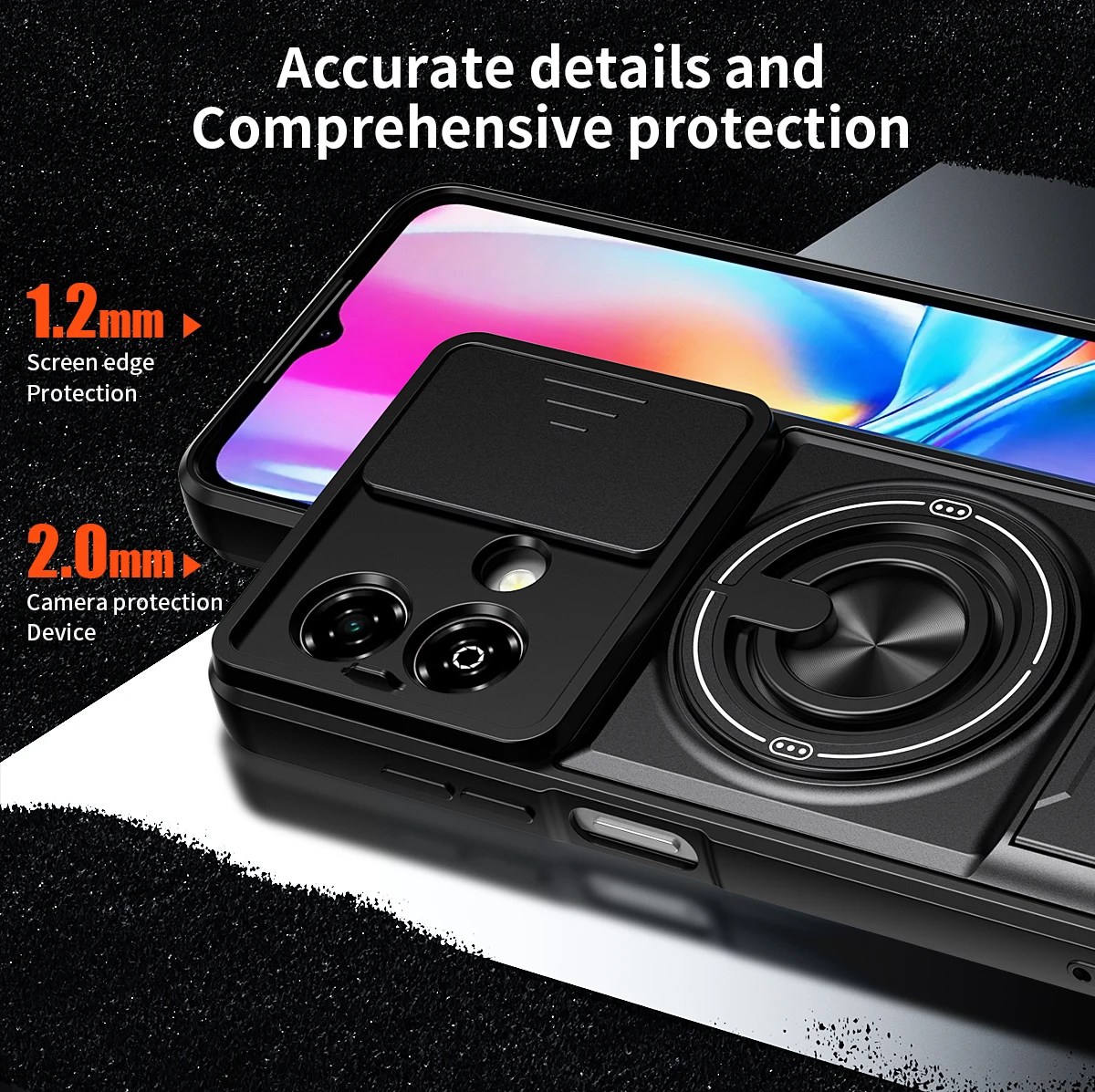 Rotatable Slide Camera Protection Ring Stand Shockproof Cover Case