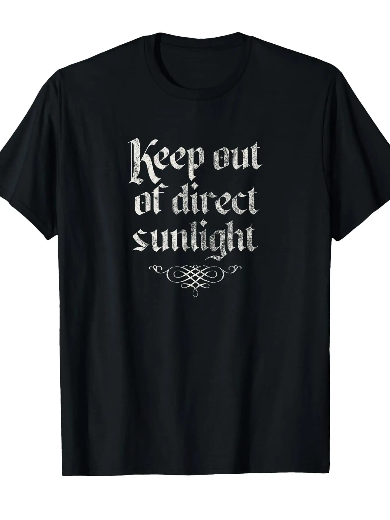 Keep Out of Direct Sunlight Cotton T-Shirt — Color: black / Size: XL