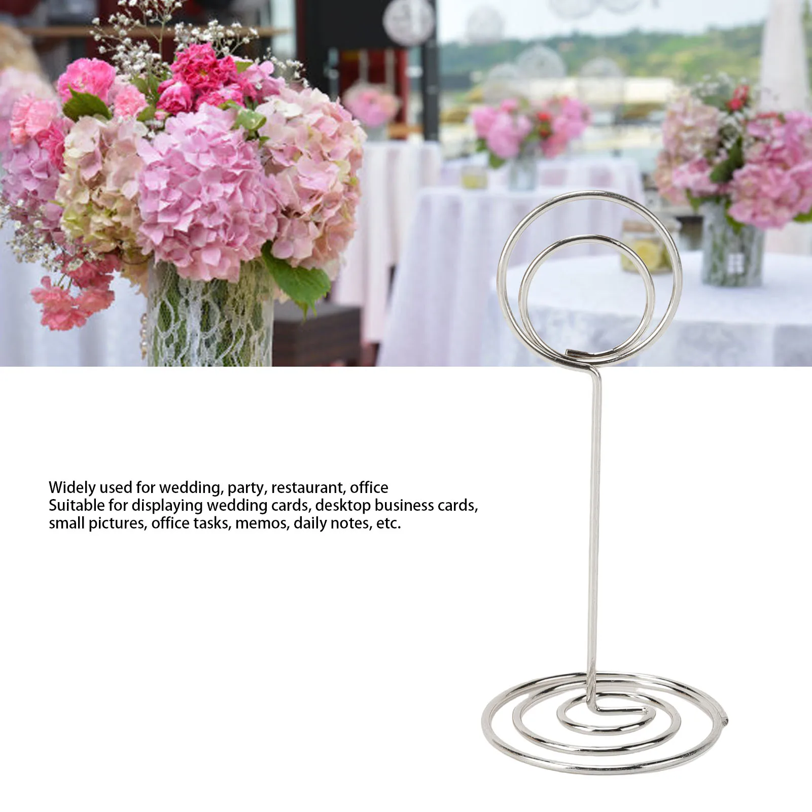 20Pcs Table Number Holder 85mm Round Iron Place Card Holder Desktop Photo Memo Stand for Wedding Party Graduation Office