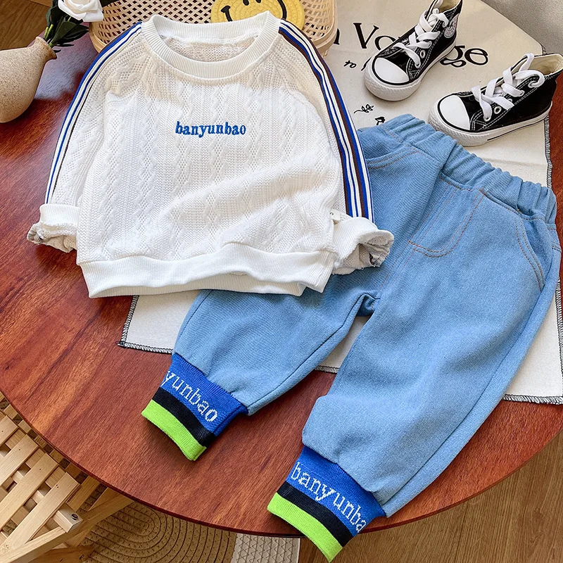 

Boys Clothes Sets Spring Autumn 2024 Children Knitted Sweatshirts Pants 2pcs Tracksuits For Baby 1 To 5 Years Kids Sports Suit