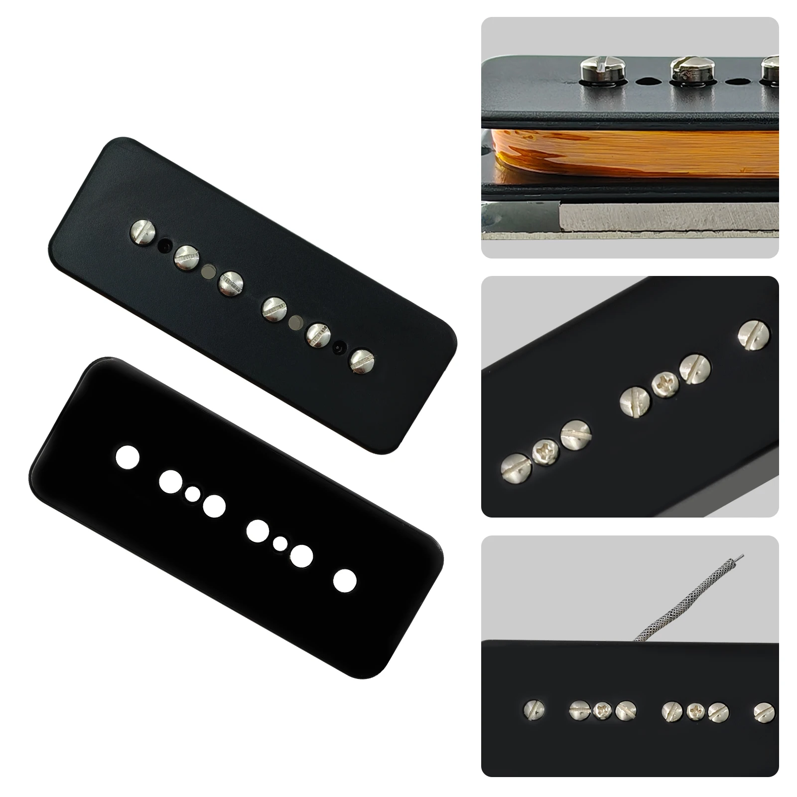 Phrilam ProP90-BLA Hochleistungs-Alnico5 P90 Soapbar Single-Coil-Tonabnehmer für Les Paul LP SG E-Gitarre Hals- und Brücken-Tonabnehmer-Set – Detail 5