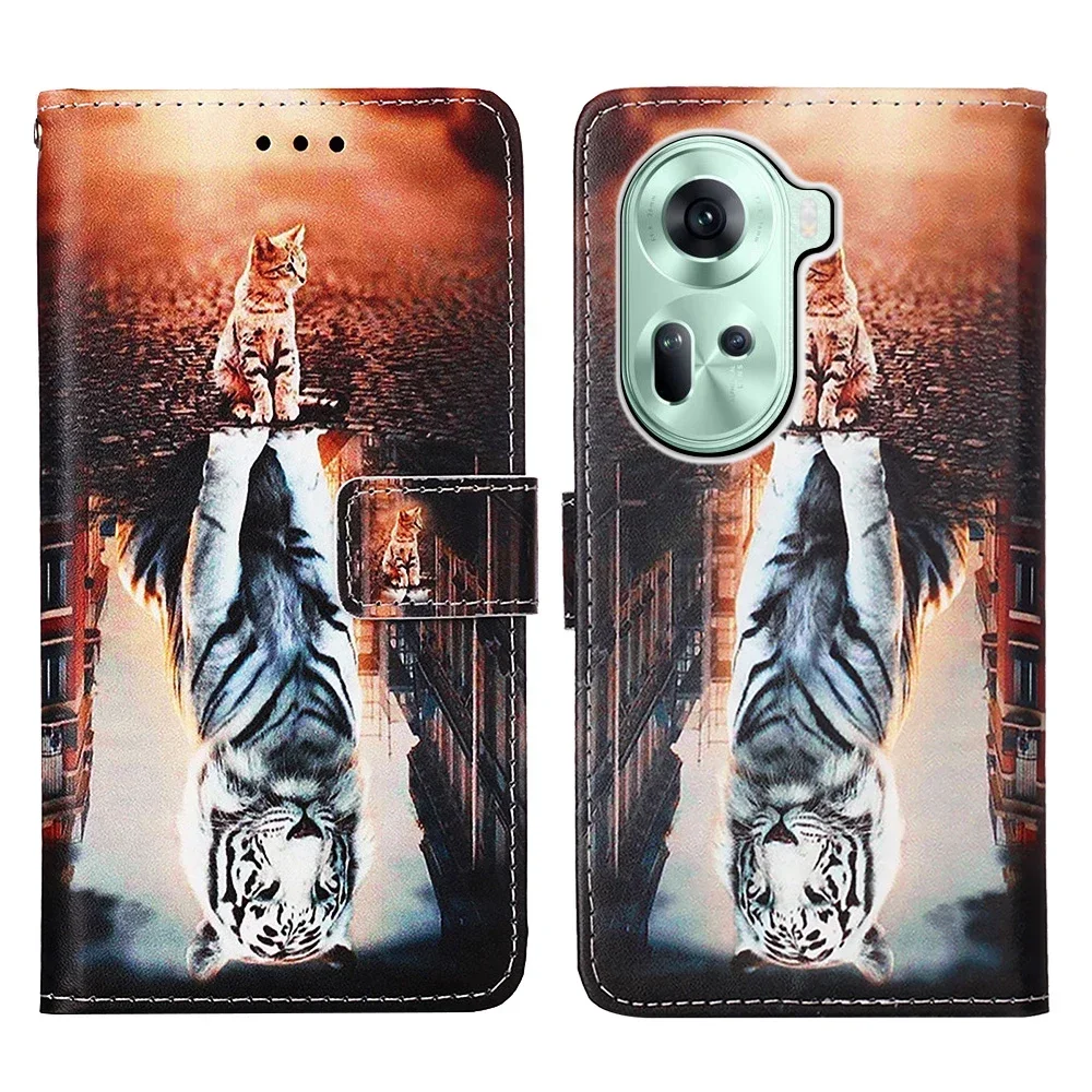Leather Wallet Case with Artistic Design - Painted Cover