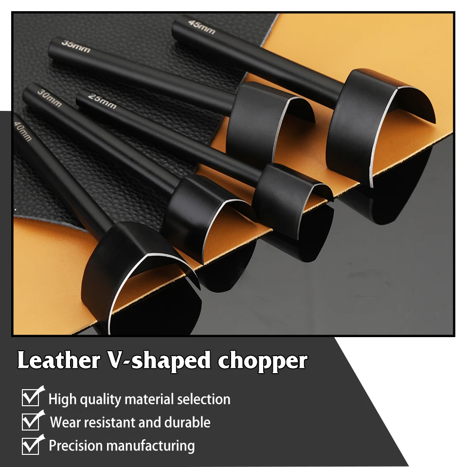1PC 25mm-45mm V-Shaped Leather Cuttting Tool Punch Cutter DIY Leather Craft Tools V Shape Cutter Punching for Belt Wallet