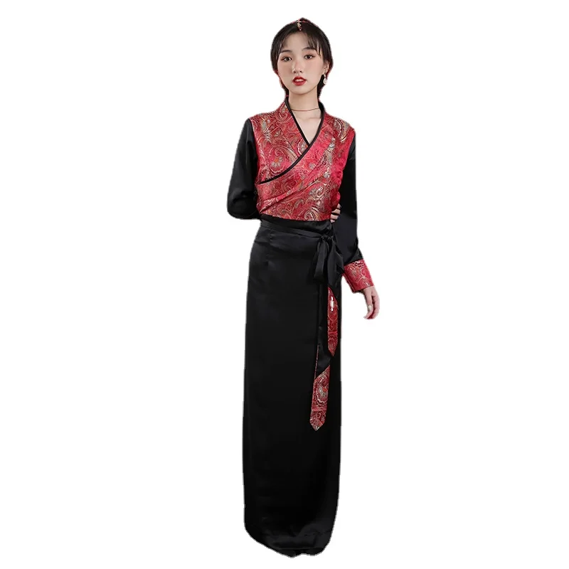 

Tibetan Dress for Women Chinese Traditional Clothing Spring Ethnic Oriental Robe Ethnic Style Gown Bibet Clothes