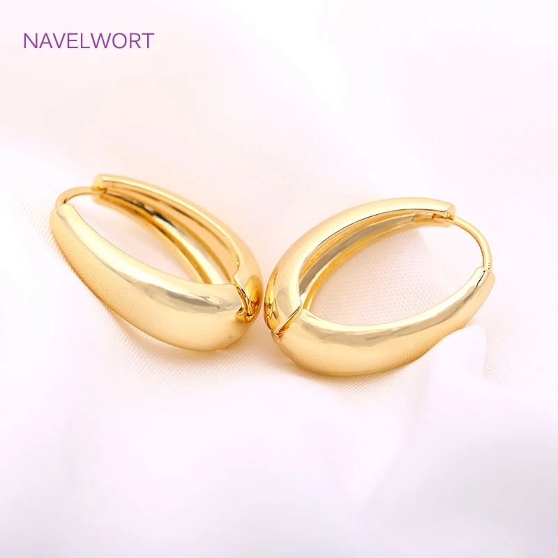 New Trendy Gold Plated Hoop Earring For Women,25mm*19mm Female Smooth Huggie Earring Jewelry