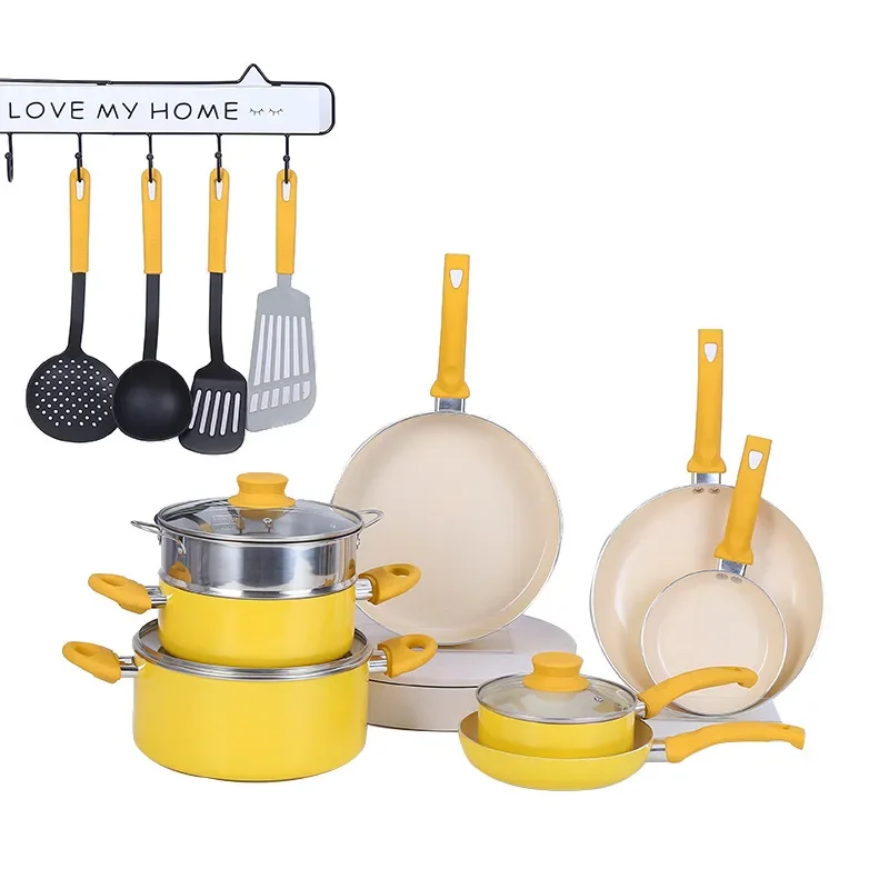 

Household frying pan, flat bottom pan, business gift set of five pieces, non stick auxiliary food pot, gift pot set