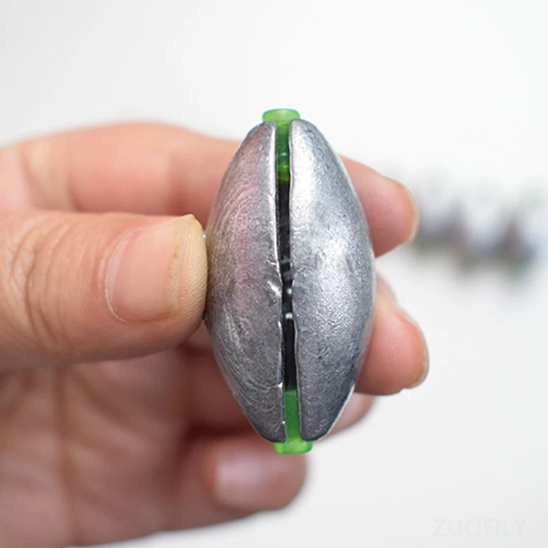 Fishing Weight Lead Sinker 2g-10g Olive Shape Opening Mouth with Silicone Plug Fast Sinking 10pcs Fishing Accessories