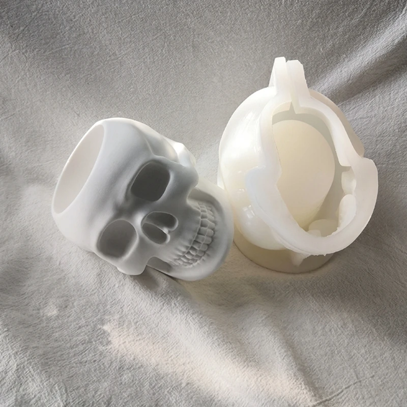 Crystal Epoxy Skull Flower Pot Silicone Mold, Plaster Concrete Cement Resin Vase Mould for for DIY Resin Polymer Clays