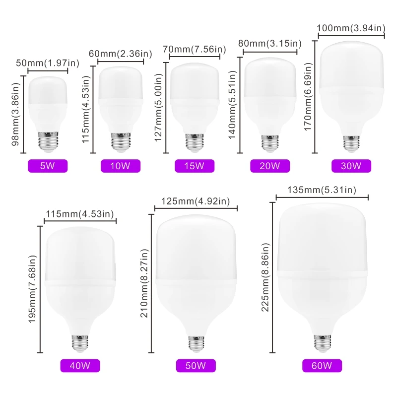 Lampada LED 전구 E27 60W 50W 40W 30W 20W 15W 10W 5W LED 조명 220V 깜박임 없음 LED 램프, 스포트라이트 조명 앰플 전구