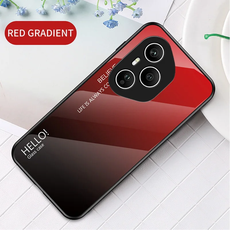 Gradient Tempered Glass Glossy Back Cover Case