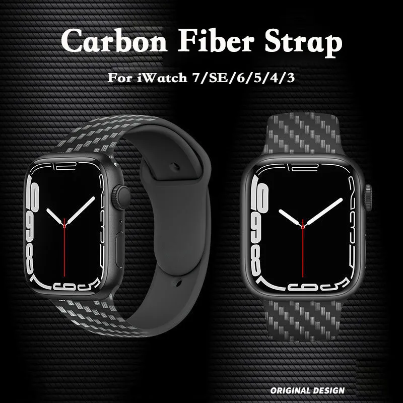 Ремешок из углеродного волокна для Apple Watch Band 44 мм 40 45 41 38 42 силиконовый браслет