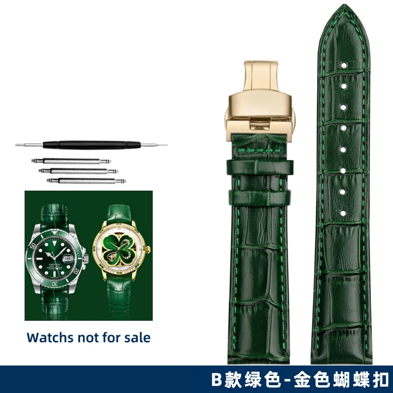 High Quality Green Watch Strap with Butterfly Buckle - Business Casual Design