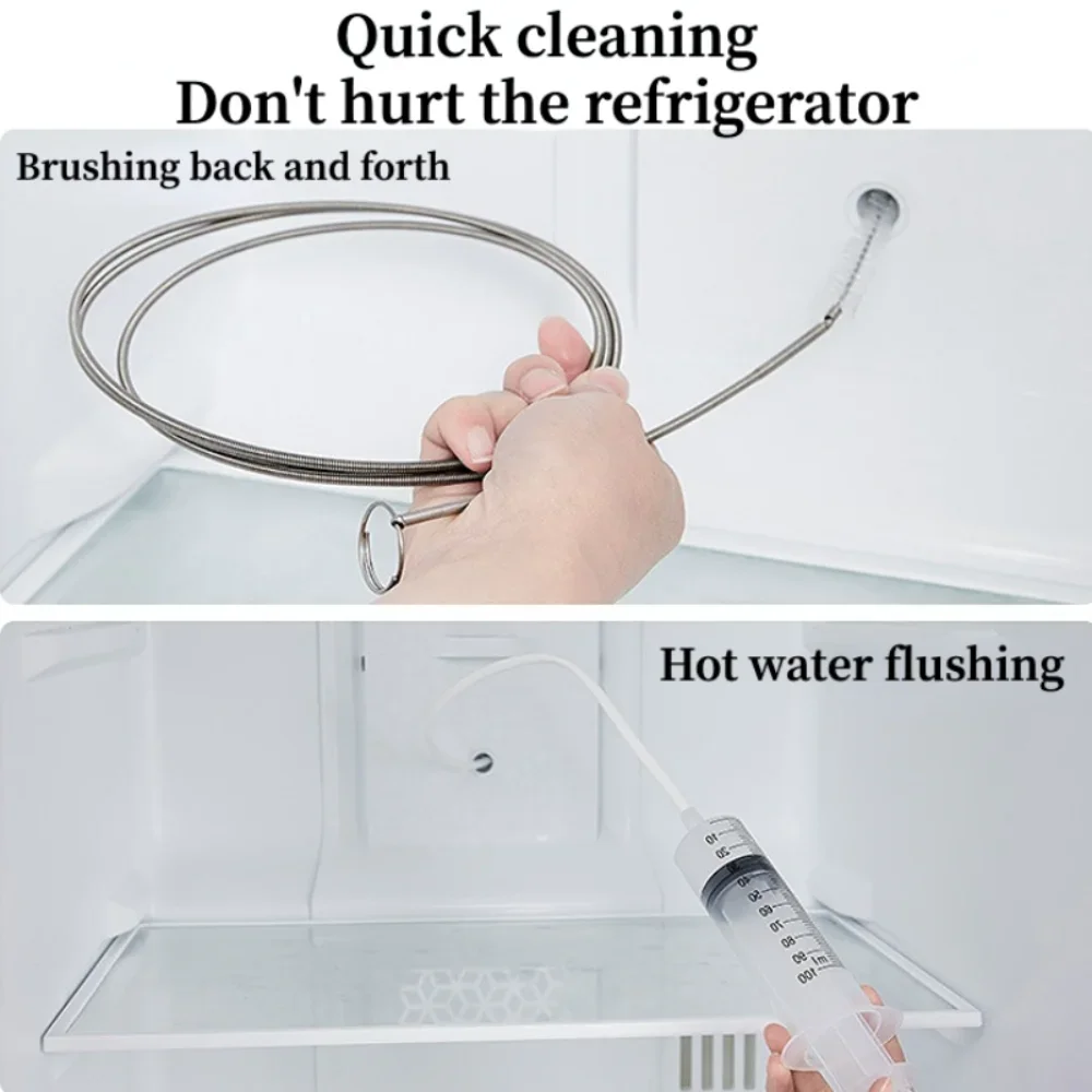 Description Picture 2 of itemRefrigerator Drain Clean Brush Kit Wash Brush Suction Syringe 1.5M Hose Fridge Drain Hole Cleaner Stick Dredge Anti Clogging