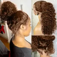 Perruque Lace Frontale 360 Invisible avec Cordon de Serrage, Cheveux Humains Ondulés Chocolat Marron, 30 Pouces, Ondulations Profondes et Bouclées 4