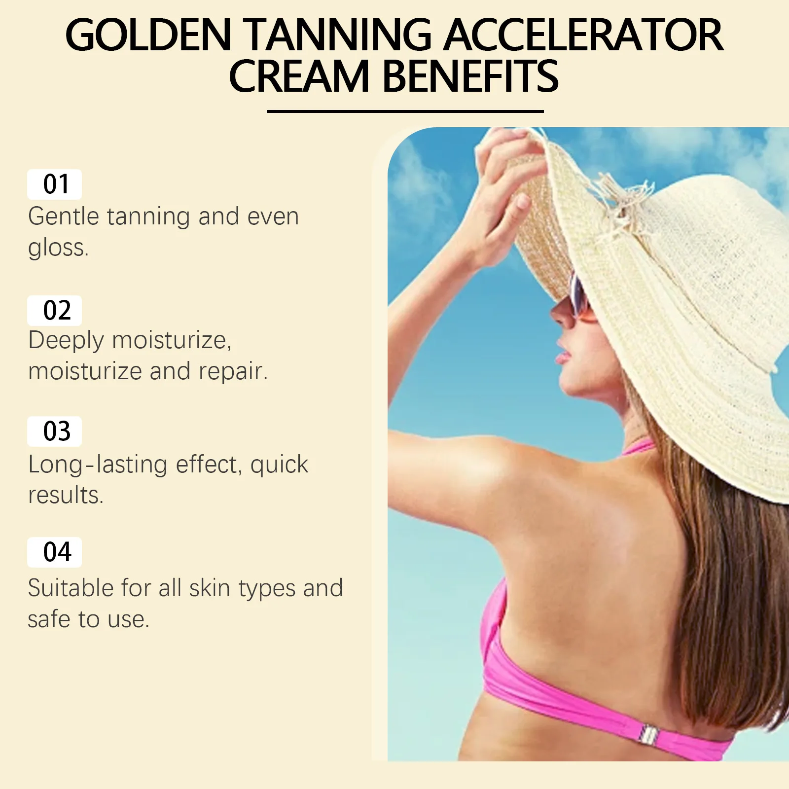 Tanner Accelerator Cream Face Body Long Lasting Bronzer Dark Skin Tone Nourishing Natural Sunbeds Outdoors Self Tanning Lotion