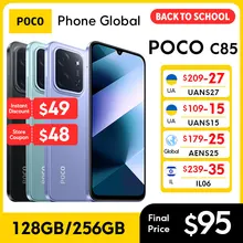 새로운 포코 C85 글로벌 버전 스마트폰 128GB 256GB 미디어텍 Helio G81-Ultra 6.9인치 도트 드롭 디스플레이 50MP 메인 카메라 6000mAh NFC