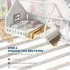 Full Size House Bed for Kids,LED Light Toddler Floor Bed with Fence and Window, Toddler Bed Frame for Girls Boys Kids 5