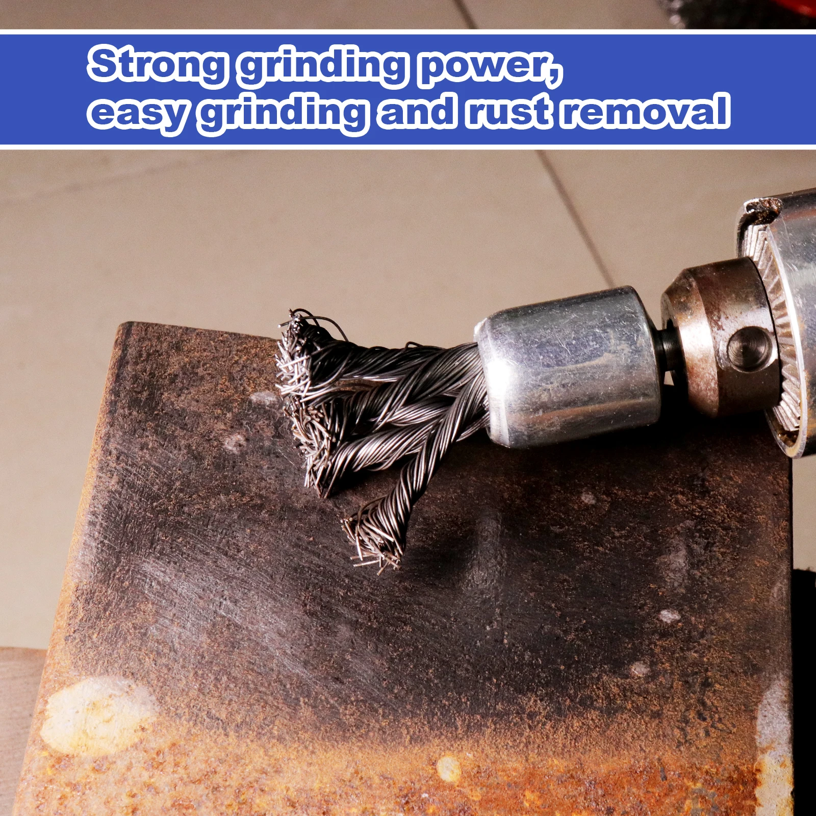 1PC 0.8" 1" 1.2" Knotted Wire Wheels Brush for Drill,1/4 Inch Arbor,Wire Brush for Rust,Corrosion,Paint Removal 3