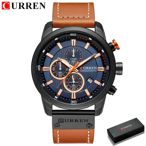 CURREN 8291 Mens Quartz Chronograph Watch Casual Leather Military Sport Fashion Gentleman Wristwatch - Image 10