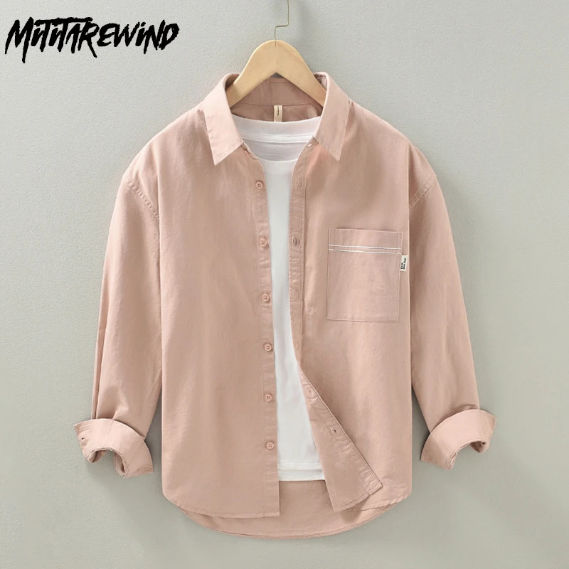 

Рубашка мужская с длинным рукавом, Повседневная блуза с квадратным вырезом, свободного покроя, однотонная блуза, топ, весна