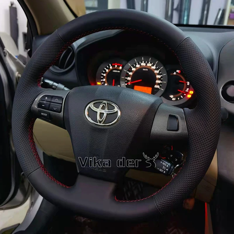 Hand-stitched black Genuine Leather car steering wheel cover 100% Fit For Toyota Corolla 2011-2013 RAV4 2011 2012 Auto Parts