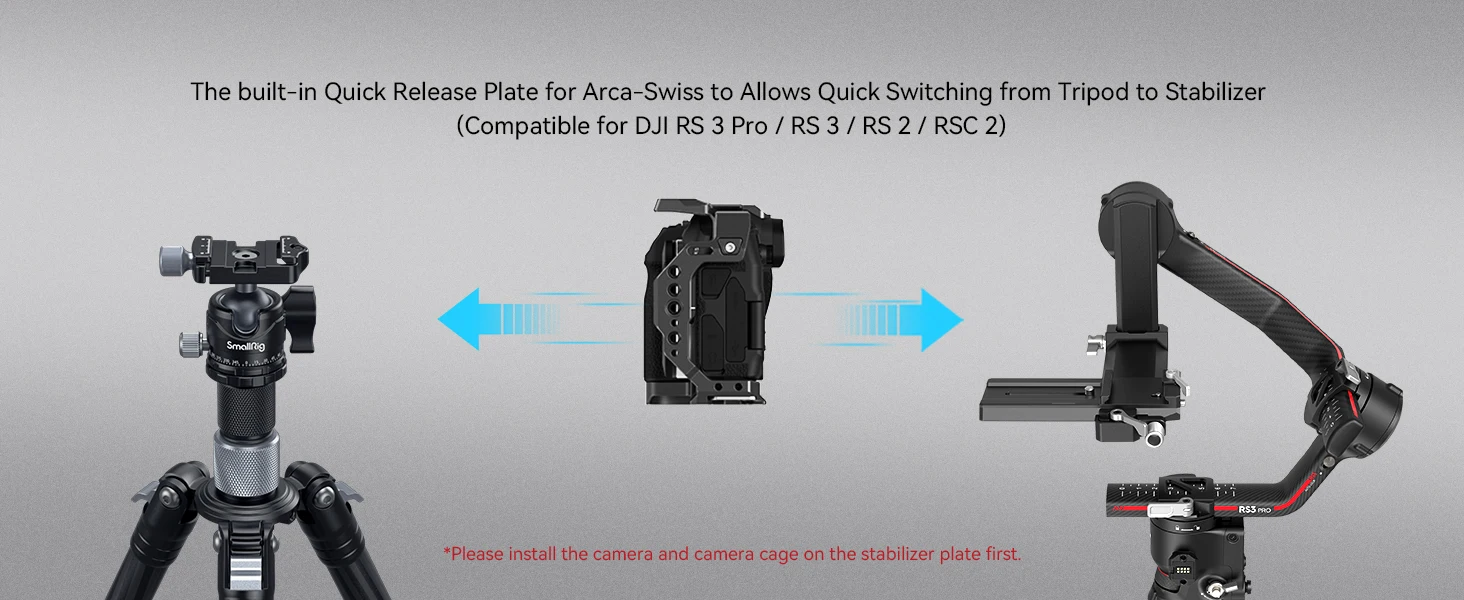 R8 Camera Cage for Canon EOS R8 with Arca Swiss Quick-Release Plate for DJI Gimb