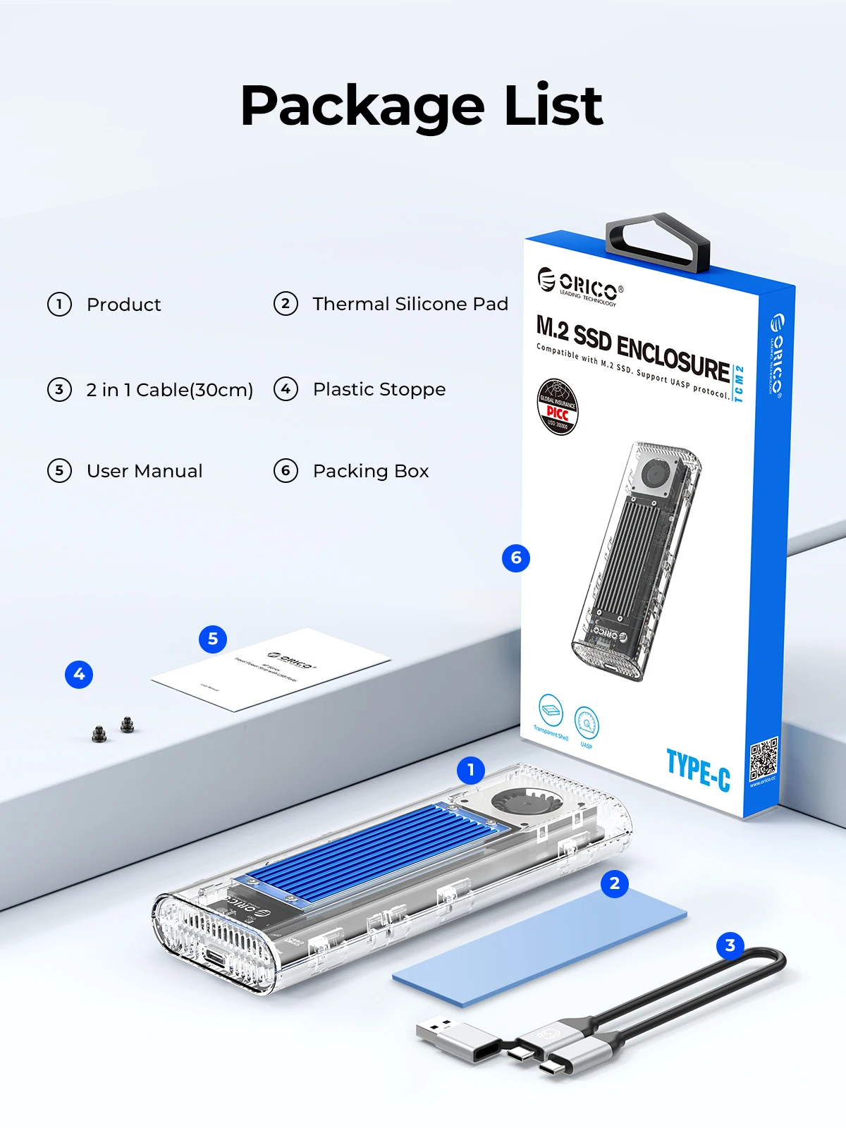 Nvme Ssd Case Enclosure com Ventilador Usb 3.2 Thunderbolt Ferramenta Adaptador Nvme Livre 4tb para Pcie m Key para Computadores Orico-m.2 - Imagem 6