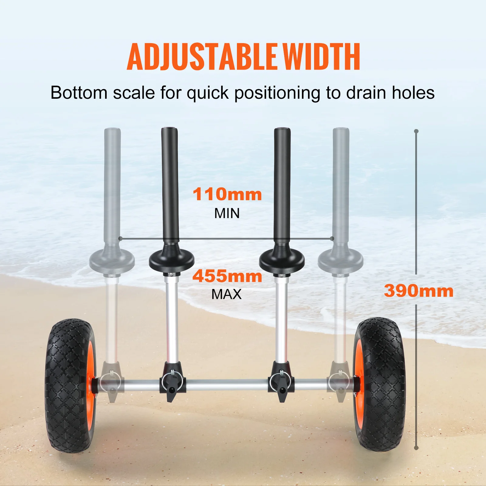 Aluminum Kayak Trailer Cart with Solid Tires for Water Sports