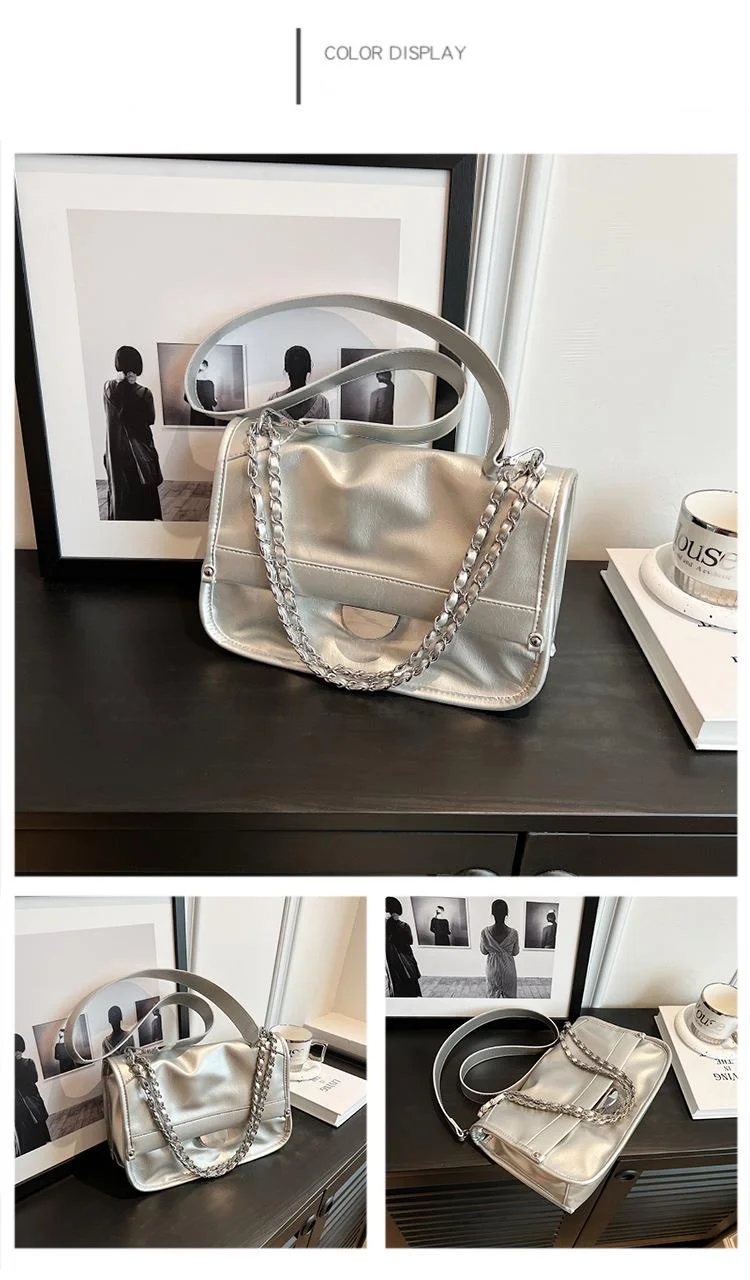 2023 Nuova borsa a tracolla a spalla con supporto a catena in pelle cerata e olio, serie coreana, capacità extra large, moda_voghion.com