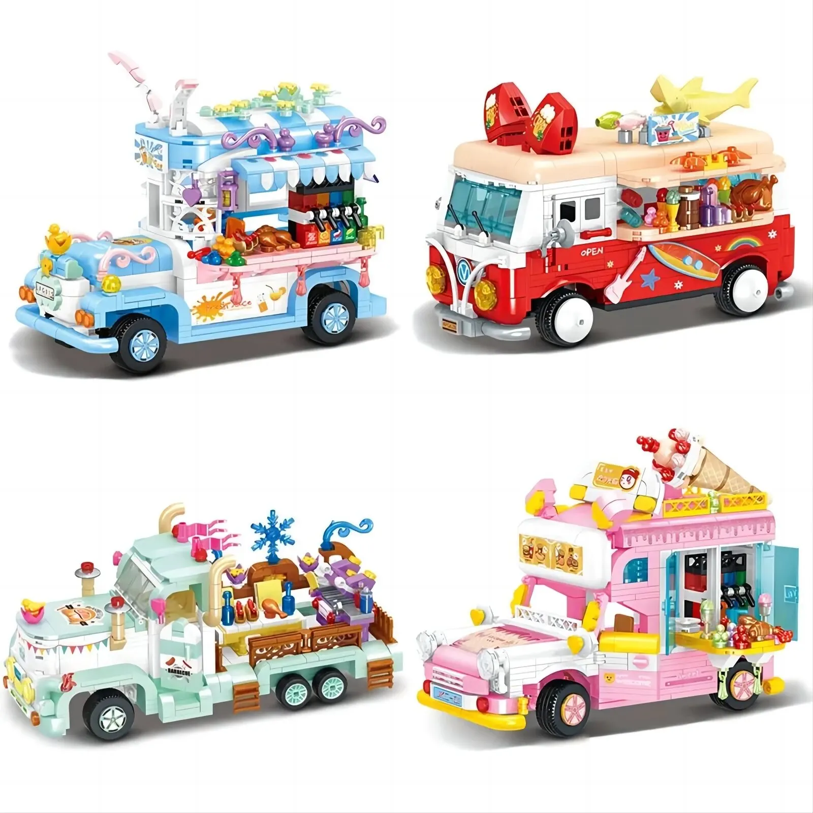 Toylinx 641Pcs Building Blocks Mini Car Ice Cream Truck Model, Street View Series Natale Natale Miglior Regalo Per Ragazze Con Scatola