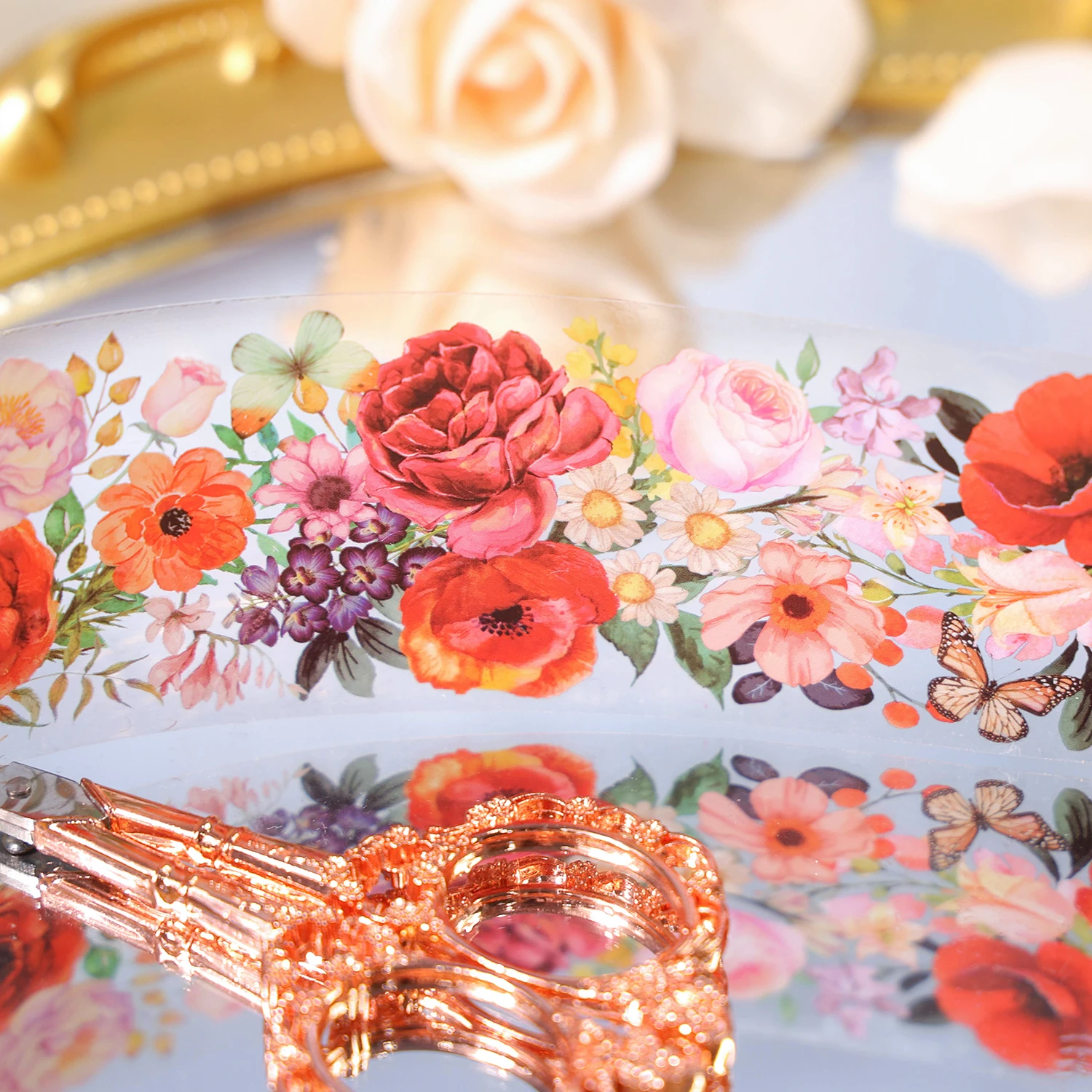 50mm*2m Flowers Tapes Roll PET Aesthetic Stationery DIY Scrapbooking Collage Junk Journal Craft Decor Tapes 4