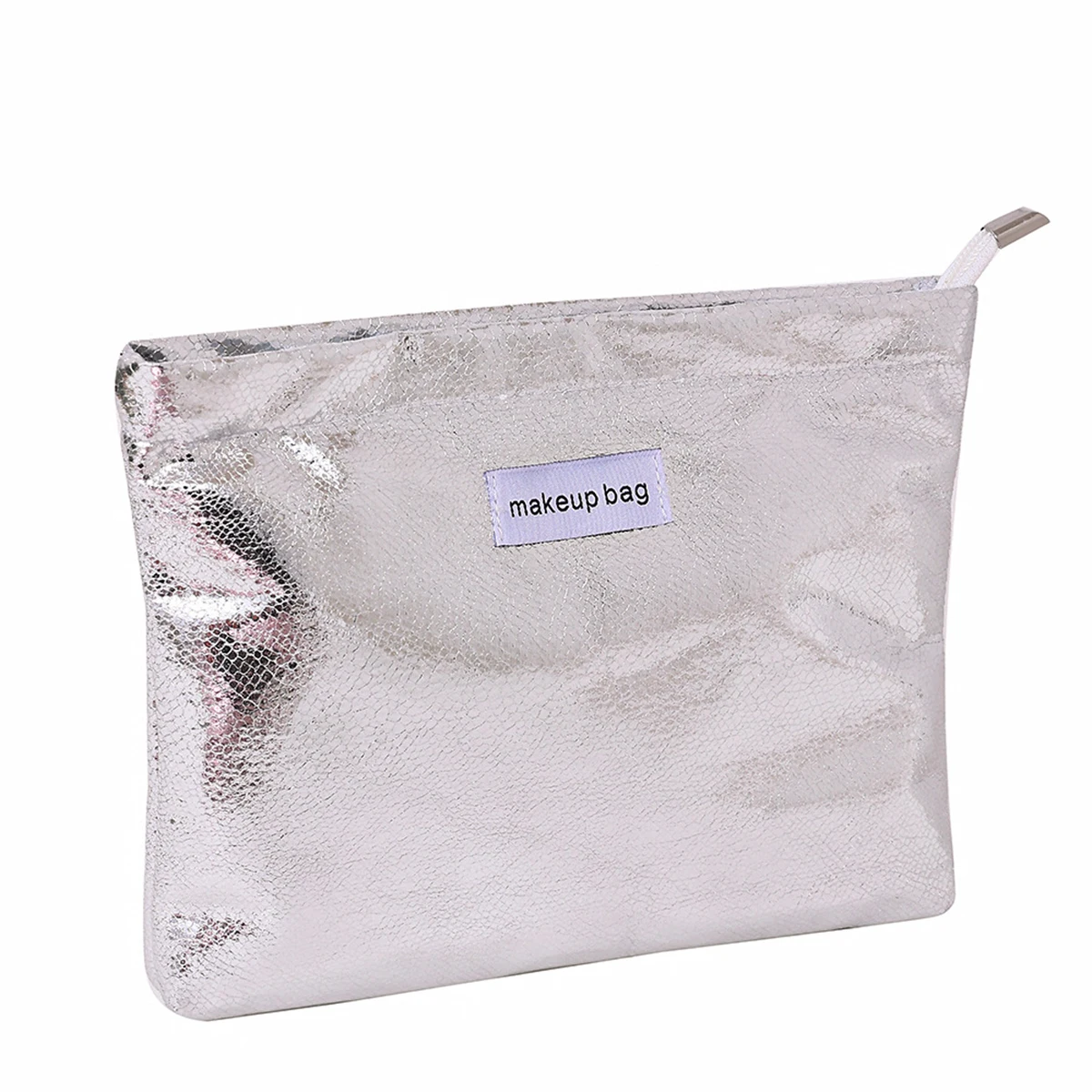 YANZAI Fashion Ladies Shiny Sequins Silver Clutch Crack Make Up Storage Bag Portable Women Toiletries Handbag Bag