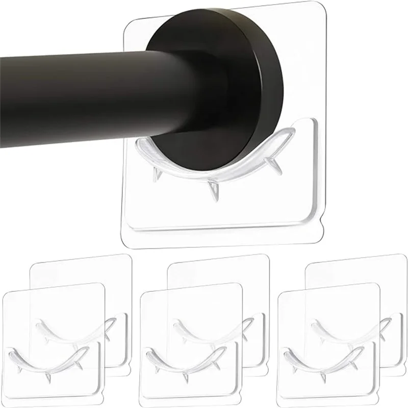 2Pcs Shower Curtain Rod Mounting Bracket Punch Free Adhesive Rod Mounting Fixture Shower Curtain Hook Bathroom Accessories shower curtain bracket