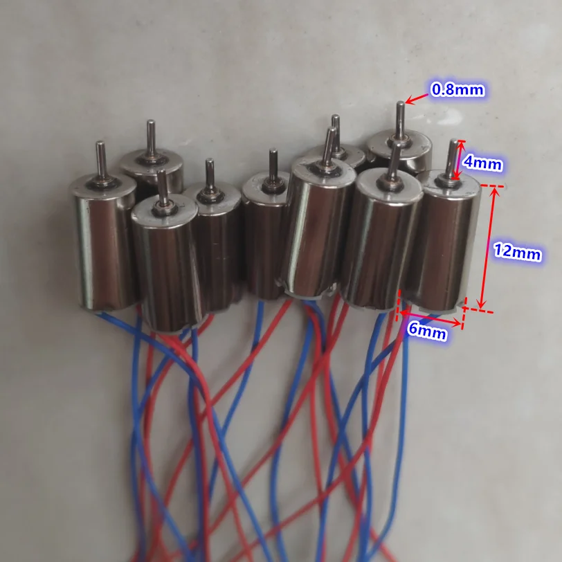 5 Pack 6x12mm High-Speed Coreless Motors – 3V-3.7V, 49,000 RPM, For DIY Drones & RC Projects