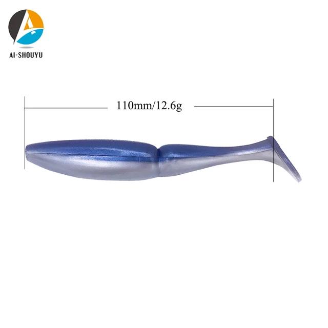 AI-SHOUYU 3pcs Soft NEW Fishing Lure 110mm 12.6g T-tail Soft Worm Silicone  Fishing