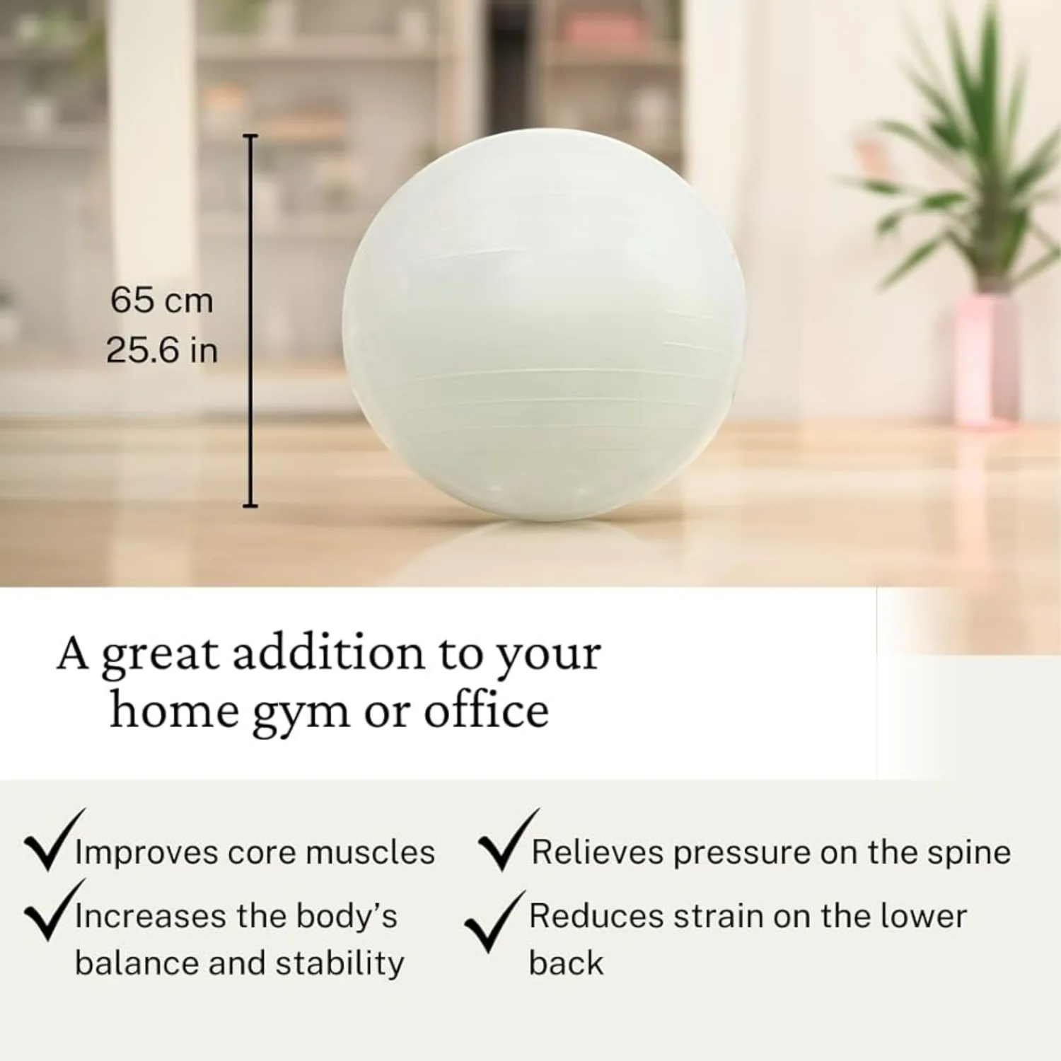 High Quality, Durable, Versatile, and Comfortable AntiBurst Yoga Ball for Physical Therapy, Pregnancy, and Fitness Workouts Id