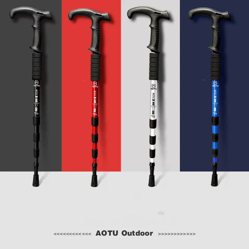 

4-Section Anti Shock Trekking Pole Ultralight Walking Sticks Adjustable Hiking Canes Telescopic Crutch for Nordic Walking Sticks